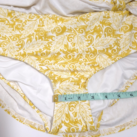 LOFT Yellow paisley beach side tie sarong swim bottoms NWT size Xs - Picture 8 of 10
